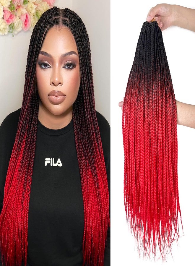 Chicmoi Ombre Red Crochet Braids Pre Looped 20 Inch T1B/red Box Braids Crochet Hair For African women Girl 6 Packs Small Size Crochet Box Braids Extension (Black to Red, 20 inch 6 packs) - Image 1